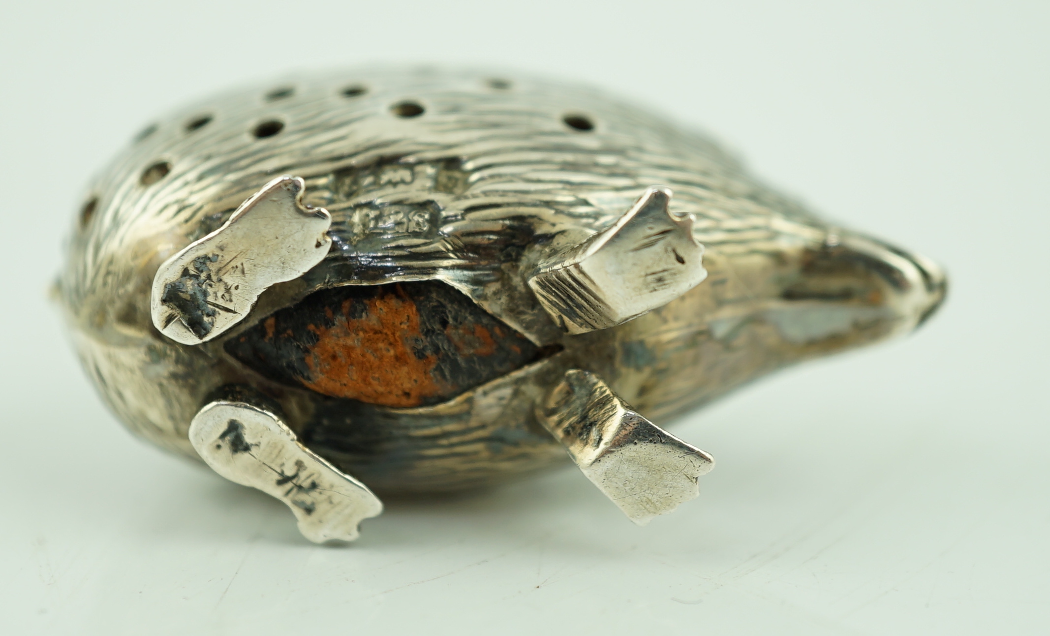 An Edwardian novelty silver pin cushion, modelled as a hedgehog, Levi & Salaman